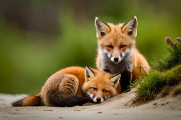 red fox in the wild by AI generating