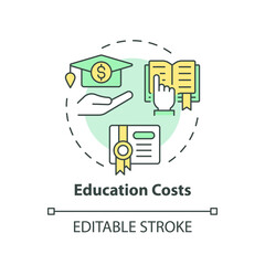 Education costs concept icon. Student loan. Financial aid. Personal finance. Cost of living. Tuition fee abstract idea thin line illustration. Isolated outline drawing. Editable stroke