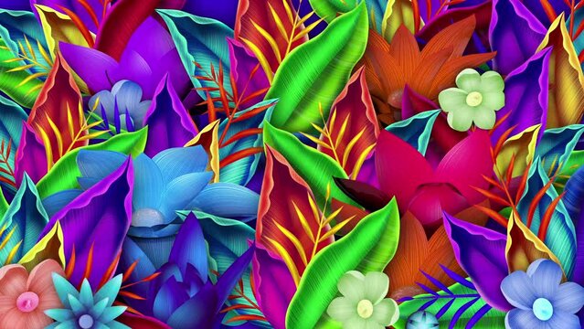 3d render, abstract multi color flowers appearing , colorful botanical motion design, blooming live image, creative floral wallpaper, Decorative floral arrangement