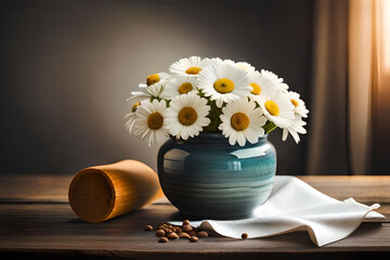 A realistic image of a chamomile flower with transparent background 3d.
