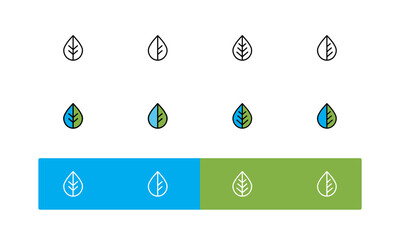Abstract leaf waterdrop nature logo vector image. Drop and leaves illustration.