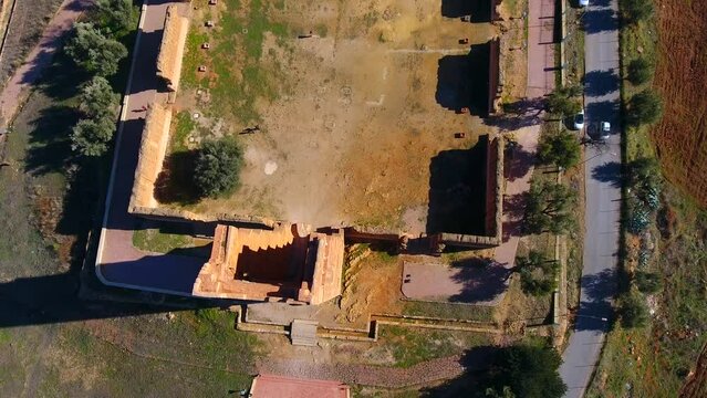 drone shot of the tower of the chateau el mansourah Tlemcen Algeria