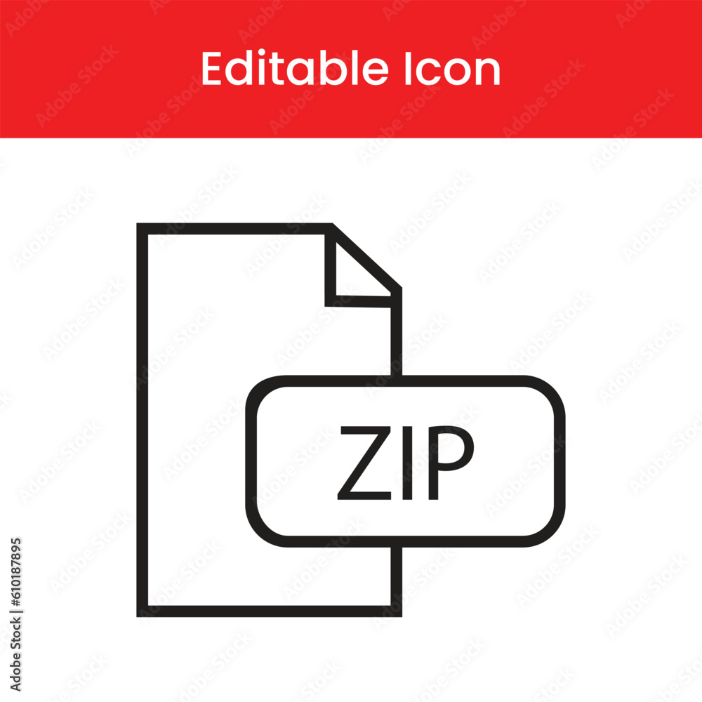 Poster zip file icon, zip file outline icon, zip file vector icon
