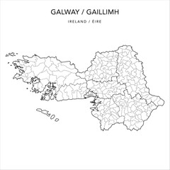 Vector Map of County Galway (Countae na Gaillimhe) and Galway City with Borders of the Counties, Districts, Local Electoral Areas and Electoral Divisions from 2018 to 2023 - Republic of Ireland