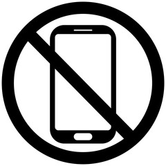 No phones allowed in black and white flat single illustration to stop poeple from using mobile phones.