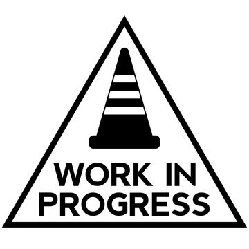 Triangle work in progress single flat black and white vector illustration for construction site.