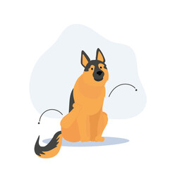  Pet and fleas concept. dog with skin parasites. Dog with Fleas. Flat vector cartoon illustration