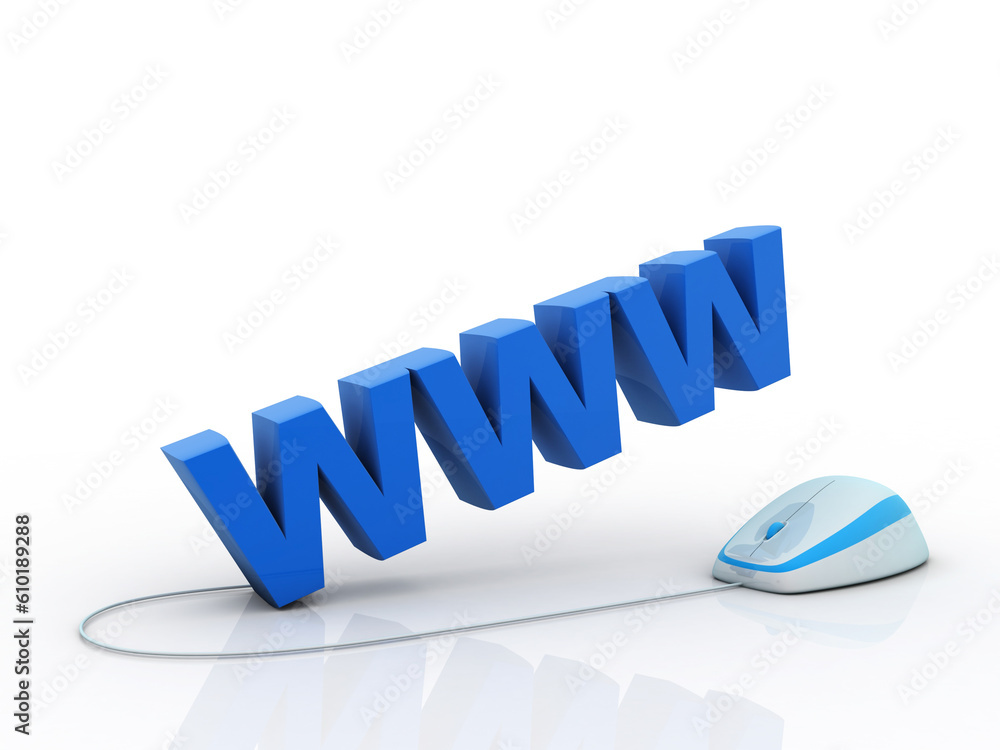 Poster 3d rendering www connected mouse