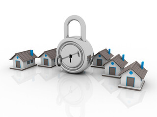 3D rendering home protection lock