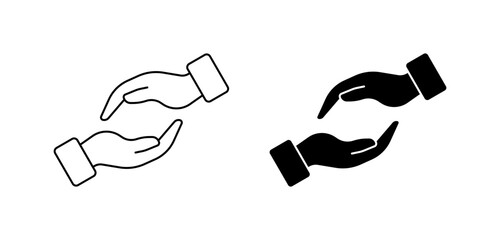 Care. Different styles, black, symbol of care. Vector icons.