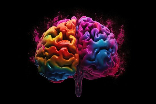 Artificial intelligence, Human Brain Colored. Colorful. Creativity concept. Generative AI