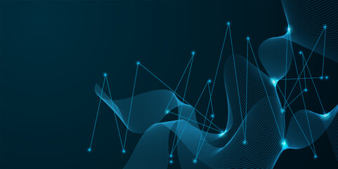 Abstract blue lines and bokeh connections pattern, social network communication, technology curve line background. Design used for technology, science, banner, template, business and many more.
