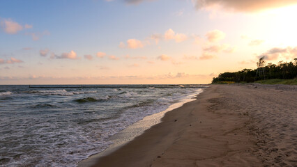 Polish paradise by the Baltic Sea. Sunrise and beautiful colorful morning.