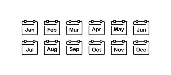 Calendar. Line icon, black, calendar icon. Vector icons. - obrazy, fototapety, plakaty