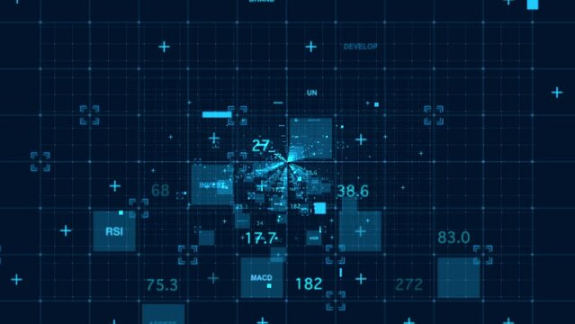 Digital technology business data grid looping background