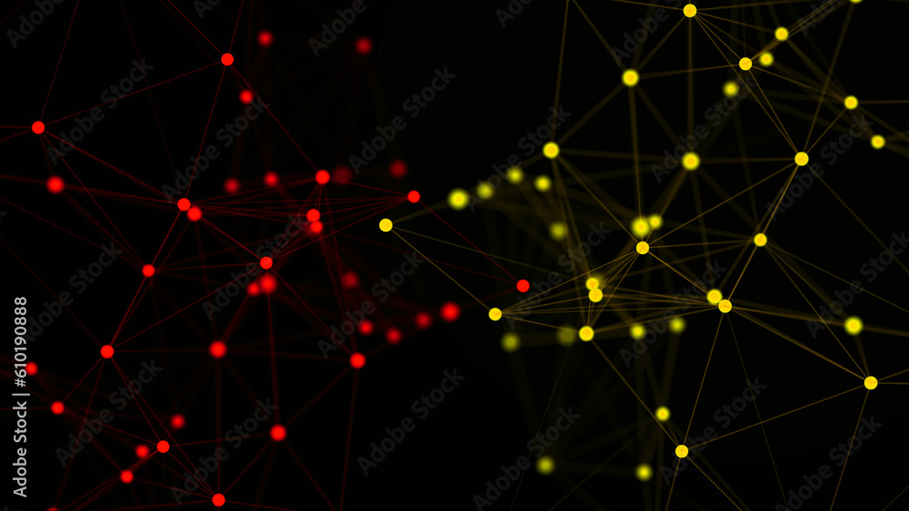 Aufkleber The distribution of triangular shapes in space. Network connection structure. Big data digital background. 3D rendering.