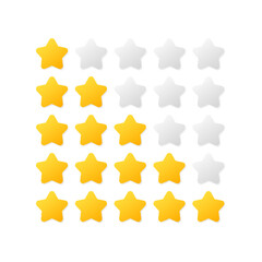Rating. Flat, yellow, rating stars. Vector icons.