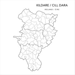 Vector Map of County Kildare (Countae Chill Dara) with the Administrative Borders of County, Districts, Local Electoral Areas and Electoral Divisions from 2018 to 2023 - Republic of Ireland