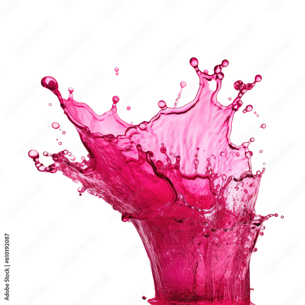 Wall mural pink water splash isolated on white