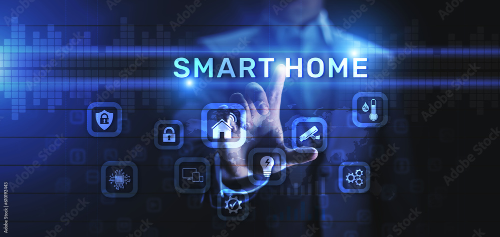 Aufkleber smart home iot internet of things wireless automation technology concept.