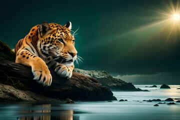  tiger in the water by AI generating