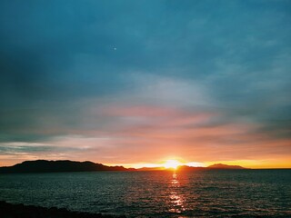 Watched sunset at the edge of the harbor