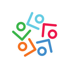 5 People togetherness and community concept logo abstract vector illustration eps