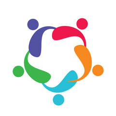 5 People togetherness and community concept logo abstract vector illustration eps