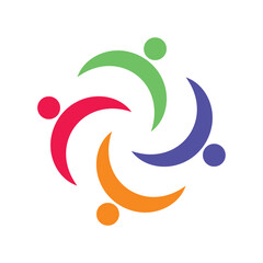 Fototapeta premium 4 People togetherness and community concept logo abstract vector illustration eps