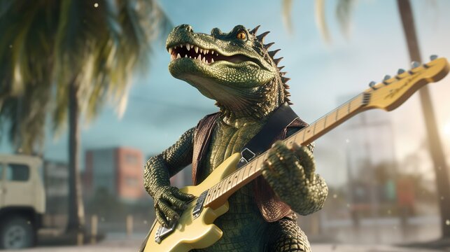 Gitarre spielendes Krokodil, Generative KI