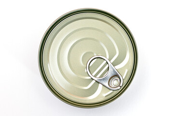 Unopened Tin Can with Blank Edge on White Background. Canned Food. Aluminum Can for Safe and Long...
