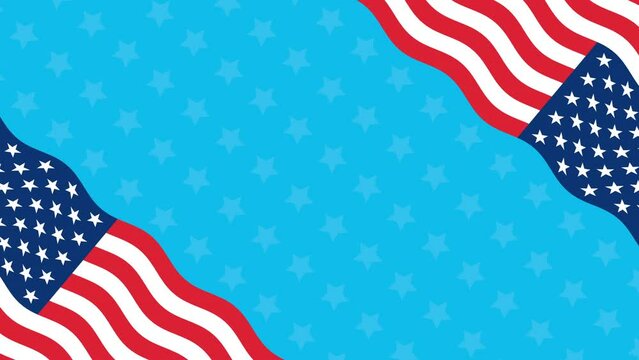 4K USA Flag Background Animation. American Flag transition on star pattern background