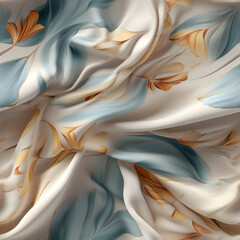 white silk with floral pattern