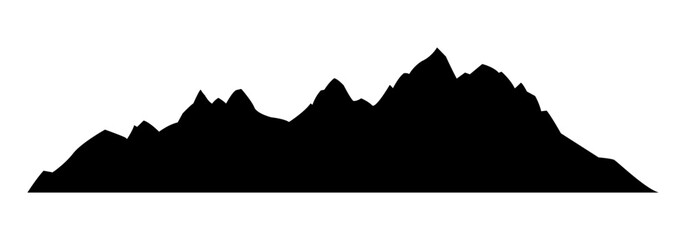 Mountain black silhouette. Rocky Mountains. Landscape design element. Vector illustration.