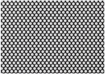white circle mesh metal, perforated steel black dot background, psychedelic illustration circular holes