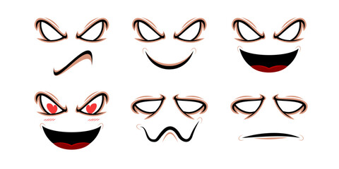 Ghost faces show various emotions for graphics designer create artworks in various events