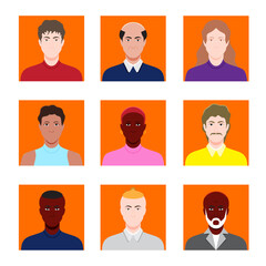 Expression of emotion concept set. Cartoon vector illustration emotion side face of human.