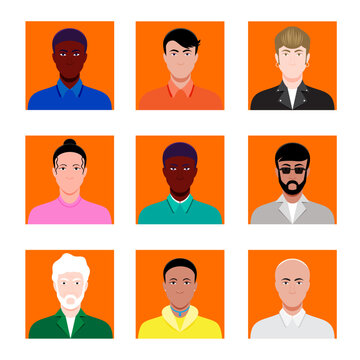 Expression of emotion concept set. Cartoon vector illustration emotion side face of human.