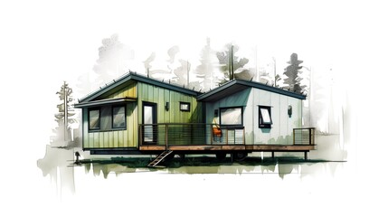 Tiny home project concept, illustrating the minimalist lifestyle that advocates for living more with less. The idea of compact living spaces designed for functionality and simplicity. Generative AI