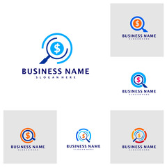 Set of Find Money logo Design Concept Vector. Search Coin logo Template