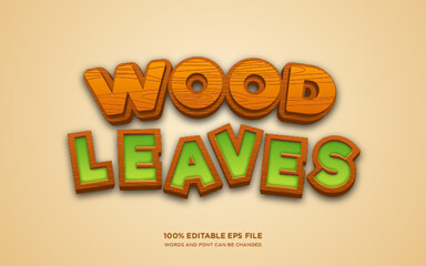 Wood Leaves 3D editable text style effect	
