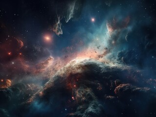 Obraz premium Night sky Universe filled with stars and nebula Galaxy abstract cosmos background. Created with Generative AI technology