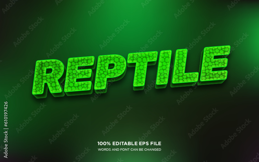 Poster reptile 3d editable text style effect