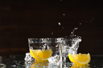 Concept of strong alcoholic drink - vodka drink