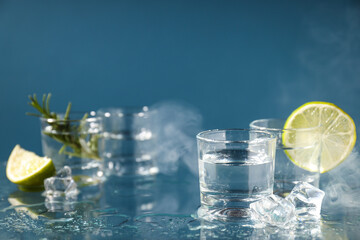 Concept of strong alcoholic drink - vodka drink