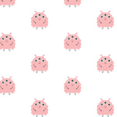 Childish seamless pattern with cute monster. Vector illustration. Kids print in Scandinavian style. Flat style.