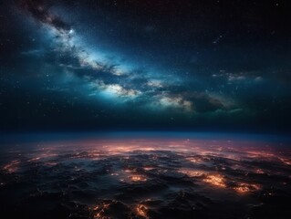 Naklejka na ściany i meble Night sky Universe filled with stars and nebula Galaxy abstract cosmos background. Created with Generative AI technology