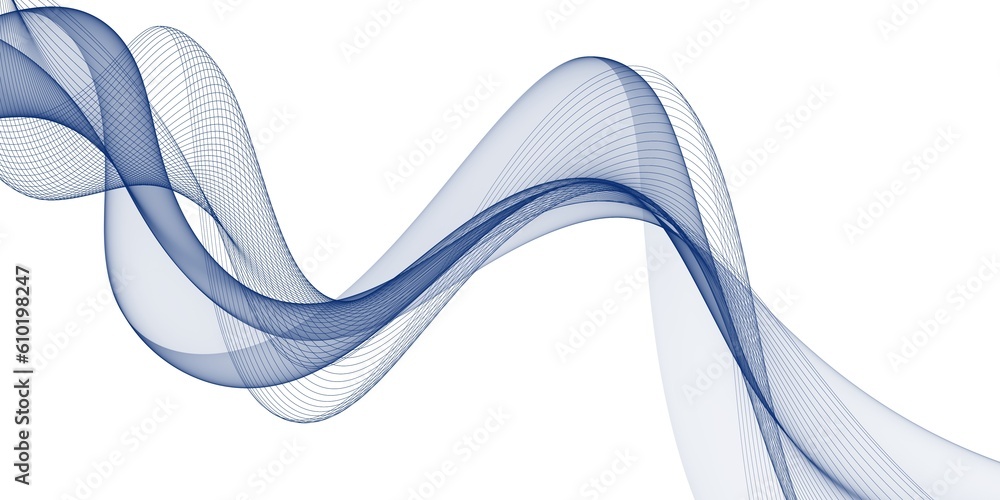 Poster abstract blue flowing wave lines isolated on white background. design element for technology, scienc