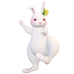 3D rendering cute moon rabbit, mid autumn festival bunny