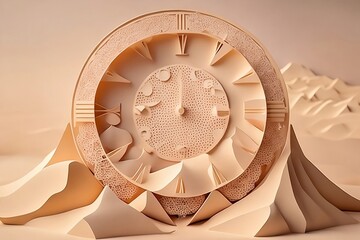 a sand clock, paper art style ai generated